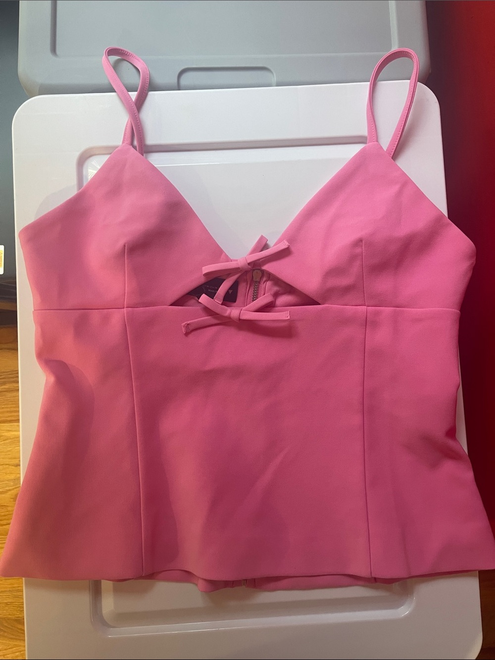 Zara Pink Spaghetti Strap Tie-Front Camisole